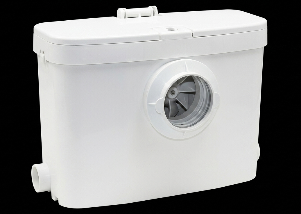 Macerator pump box for toilet waste